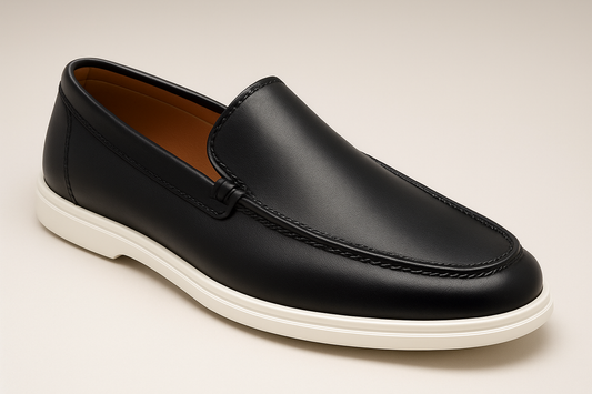 Men's Classic Black Leather Loafers – Comfort Sole Edition