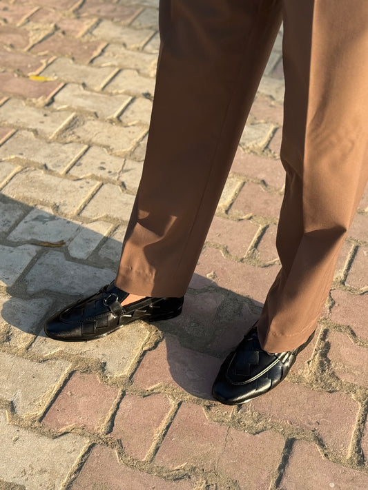 Black Woven Horsebit Loafers