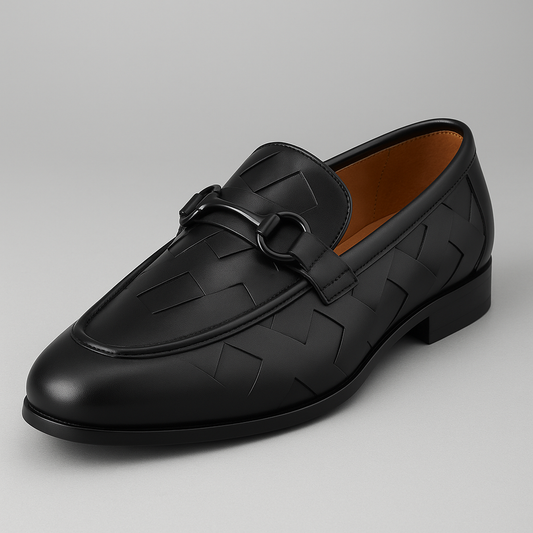 Black Woven Horsebit Loafers
