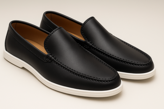 Men's Classic Black Leather Loafers – Comfort Sole Edition