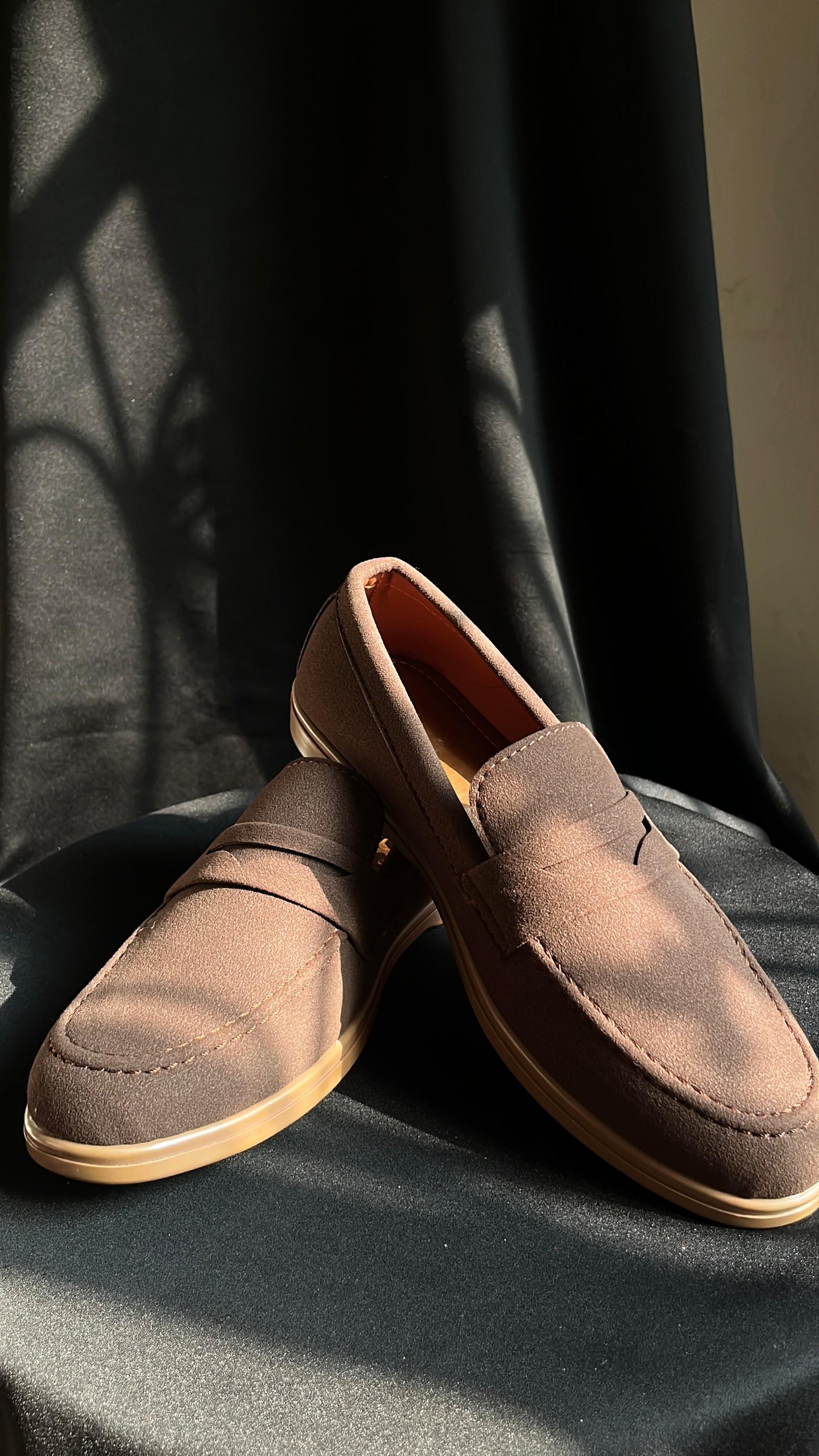Men's Brown Suede Penny Loafers – Classic Slip-On Casual Shoes